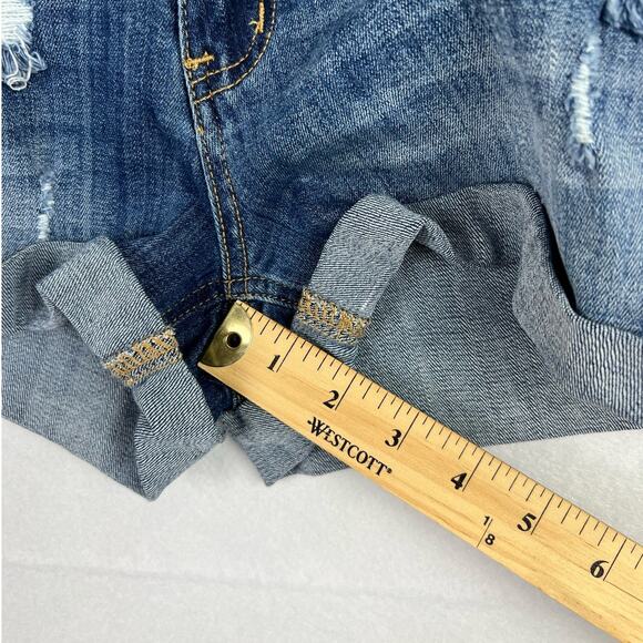 EUC Judy Blue Denim Jean Shorts Women S High Waist Distressed Cuffed - Picture 7 of 9